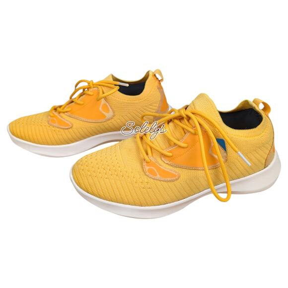Vessi Everyday Move Womens 8 Honey Yellow White Waterproof Knit Lace Up Sneaker - Picture 3 of 11